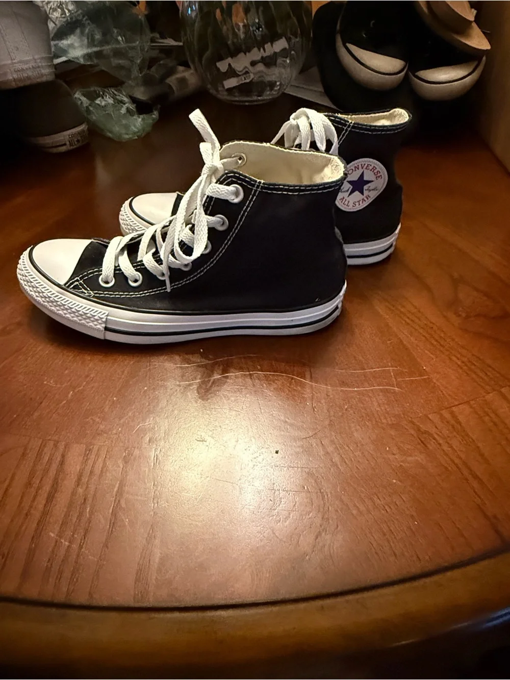 Converse Women’s Black and White High Top Sneakers - Picture 3 of 8